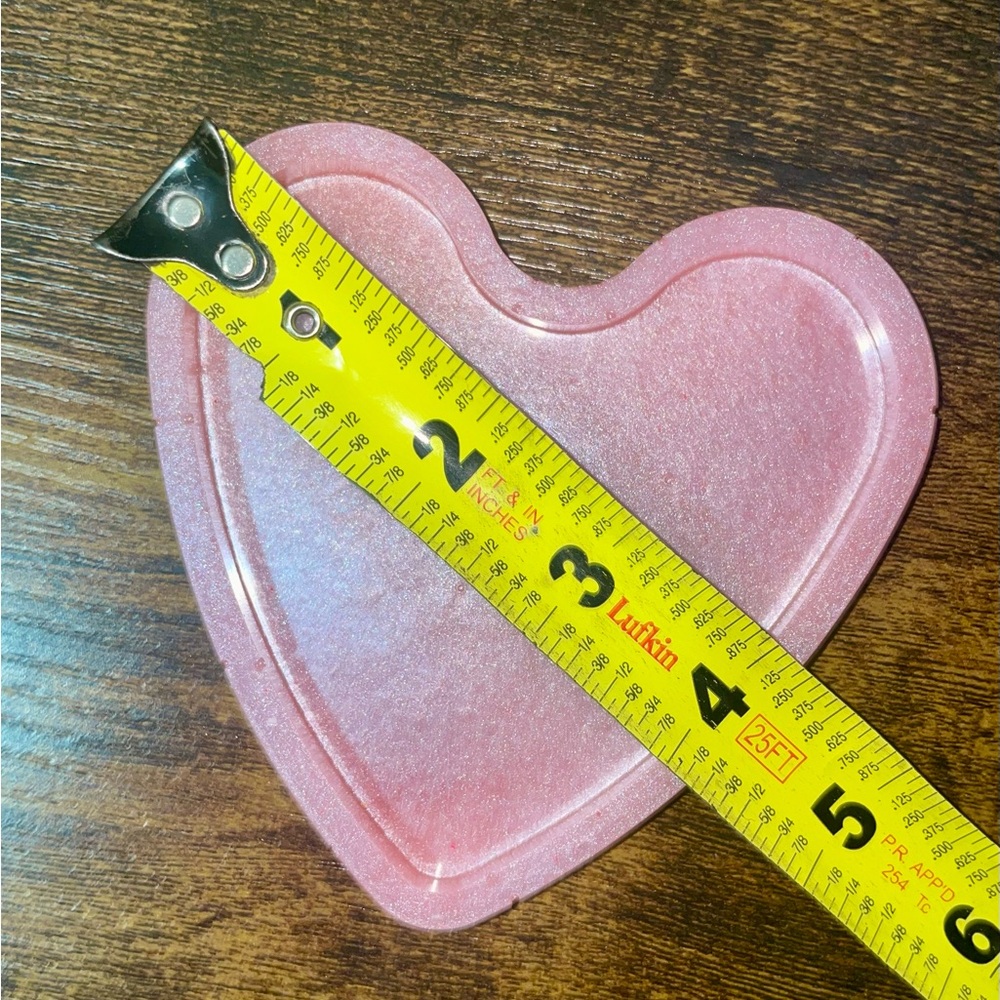 Handmade Pink Heart Coaster or Trinket Dish epoxy resin - Picture 6 of 6